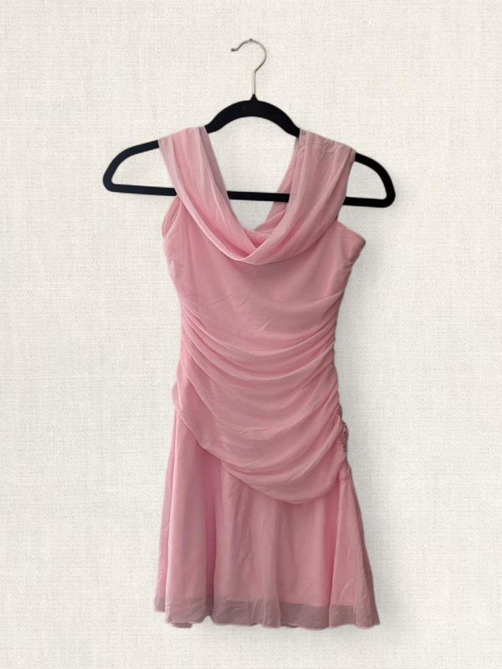Hello Molly Blush Pink One-Shoulder Draped Cocktail Dress